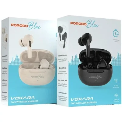Porodo blue voxara tws wireless earbuds - Black